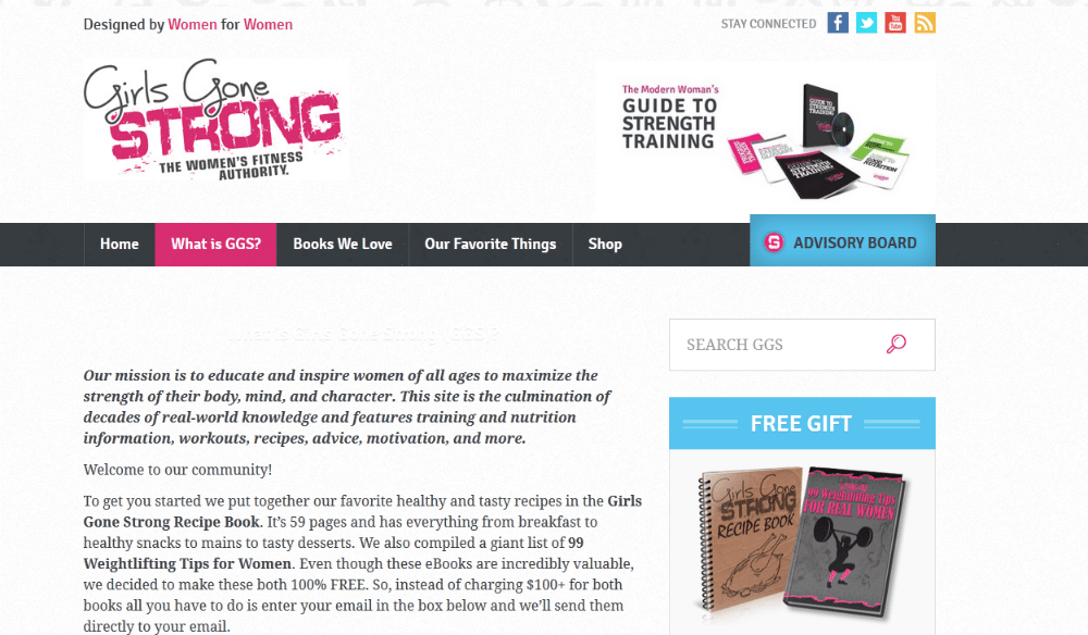 Screenshot of the Girls Gone Strong blog