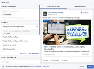 Boosting A Facebook Post