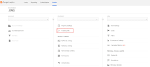 Google Analytics Admin Tab