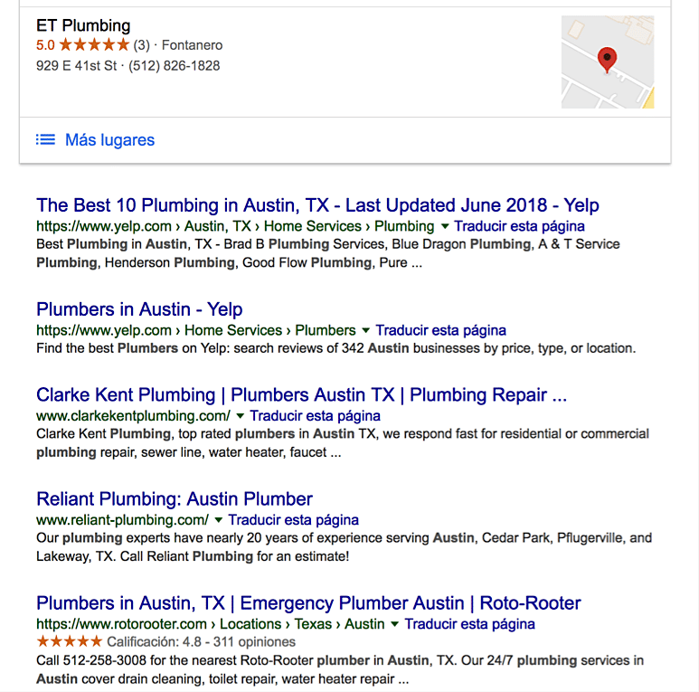 Local SEO search results