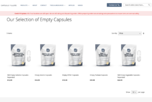 our selection of empty capsules