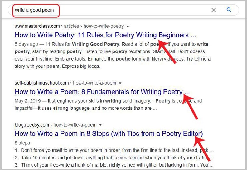 write a good poem SERP