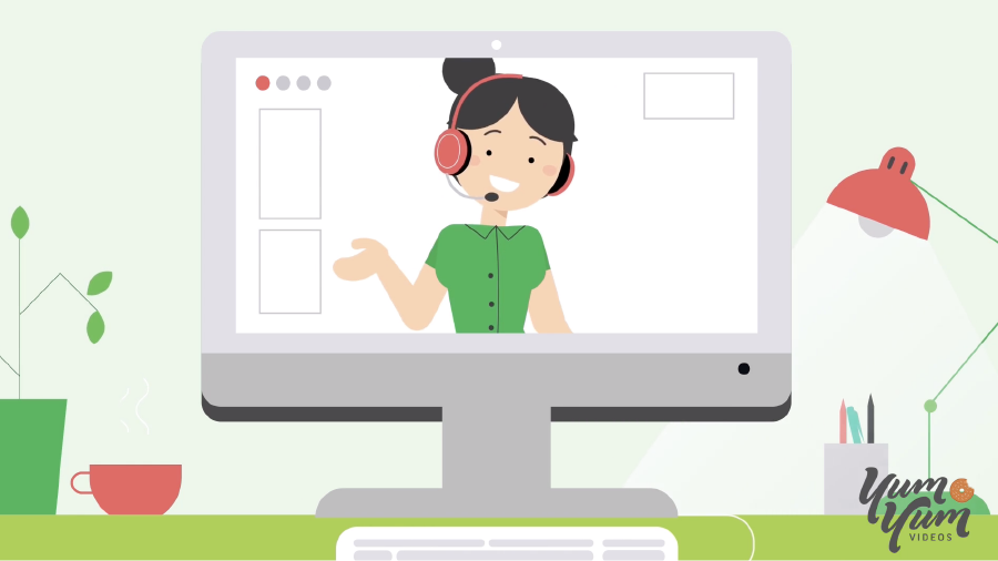 customer service lady on computer screen