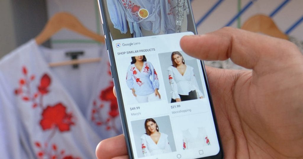 scrolling through clothes online store