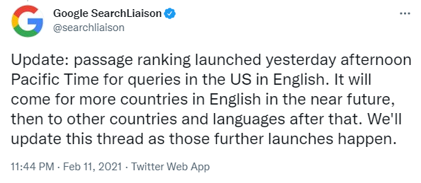 Google SearchLiaison Tweet