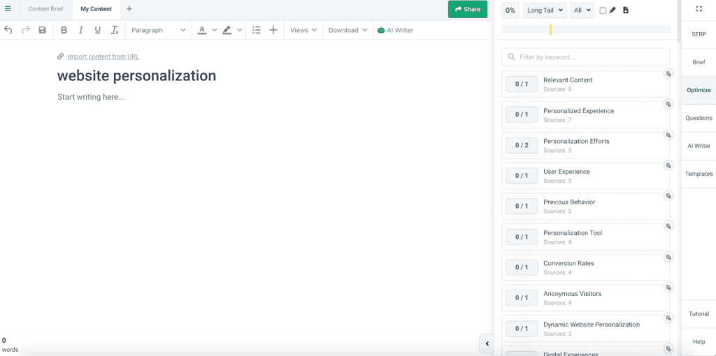 website personalization description