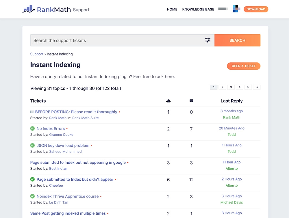 RankMath Support