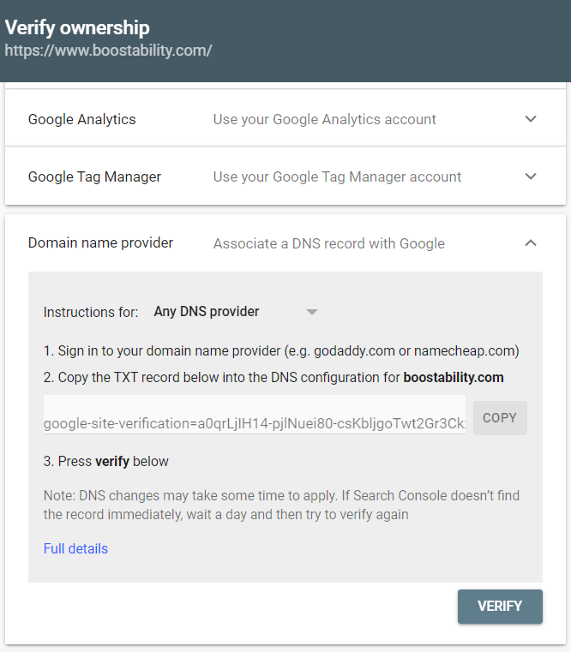 Google Search Console setup
