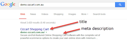 website title and meta description